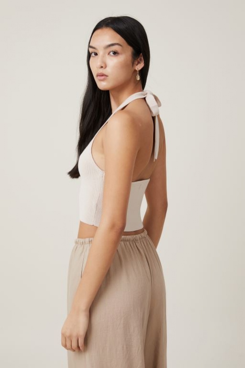 Cotton On Fitted Summer Halter Women's Knitwear Grey | tpEFpi1EyFQ