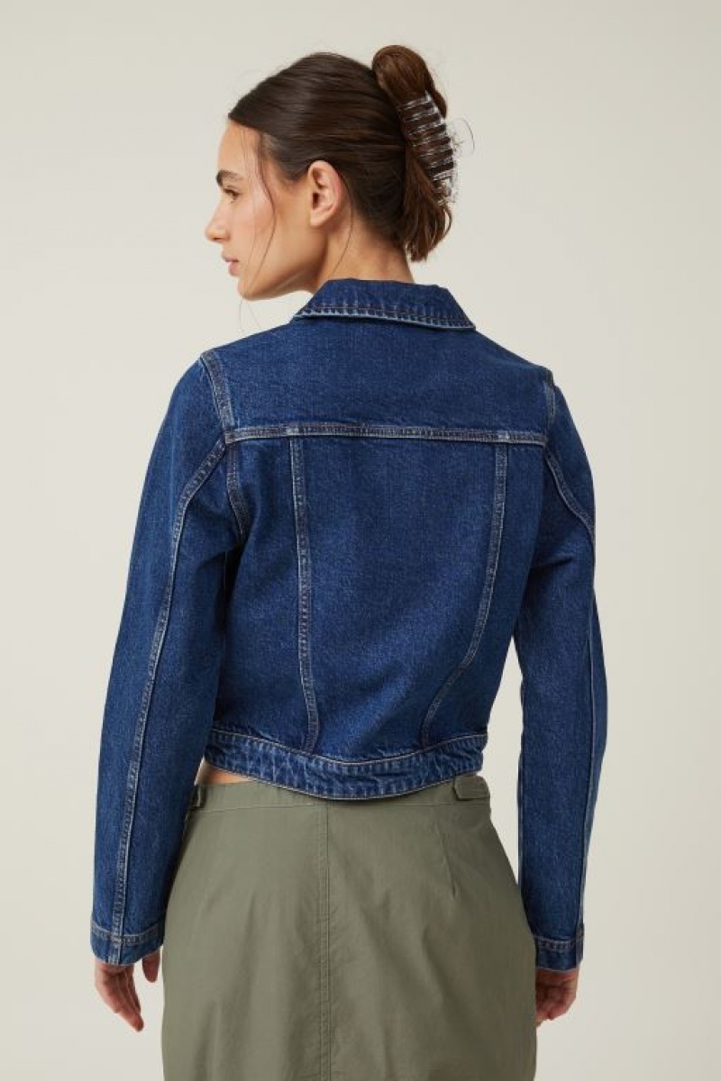 Cotton On Fitted Zip Denim Women's Jackets Blue | cgBQuNyKR6s