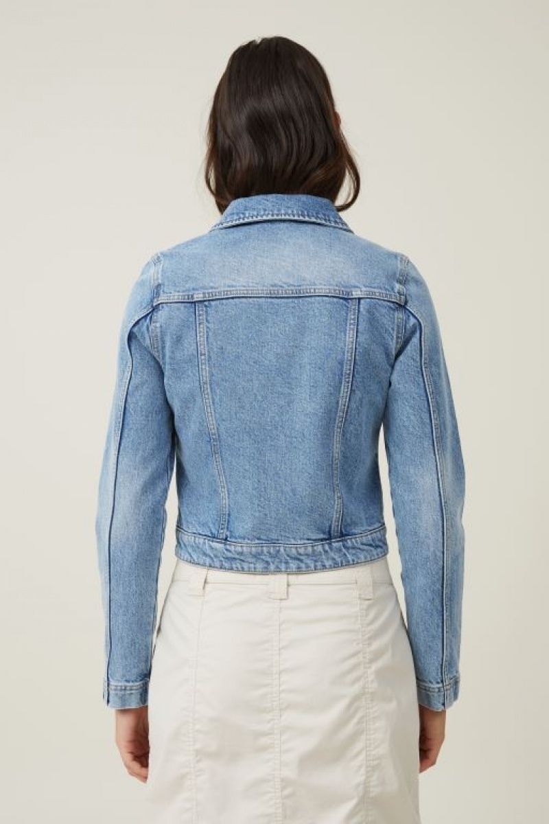 Cotton On Fitted Zip Denim Women's Jackets Blue | Z1EDa4ywbxY