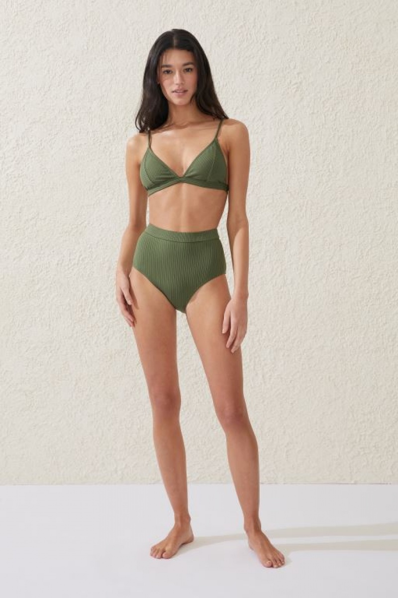 Cotton On Fixed Triangle Women's Bikini Tops Khaki | GfDOsOl0d1x