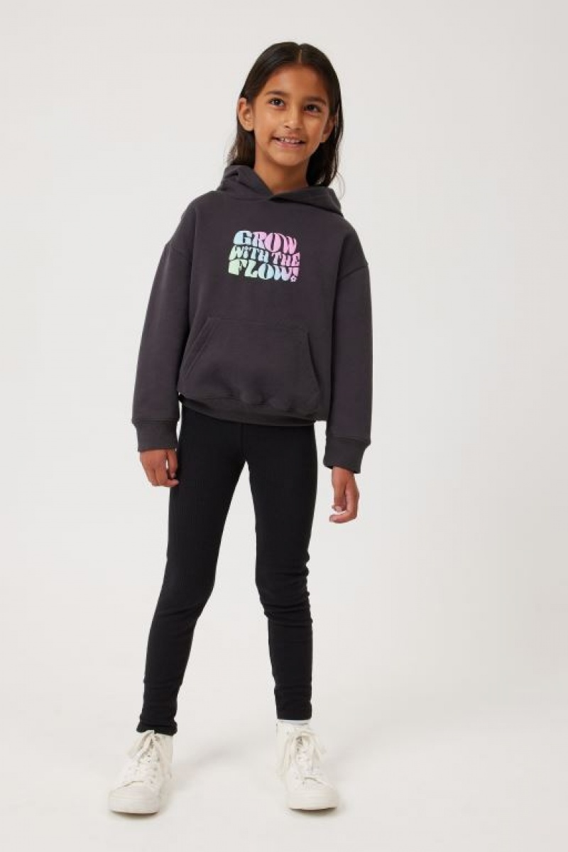Cotton On Fleece Girls' Leggings Black | a5vKcJS9eYz