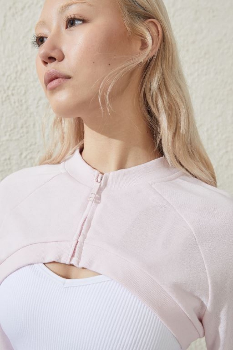 Cotton On Fleece Zip Through Shrug Women's Jumpers Pink | JtJqodhj2gX