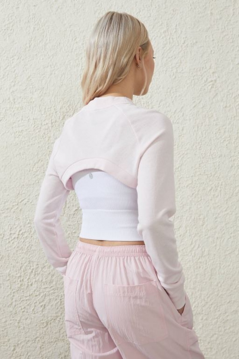 Cotton On Fleece Zip Through Shrug Women's Jumpers Pink | JtJqodhj2gX
