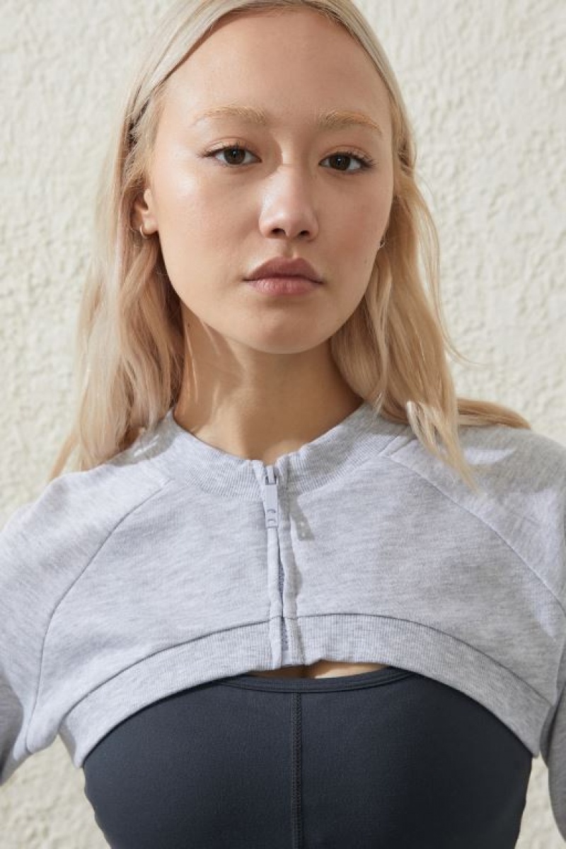 Cotton On Fleece Zip Through Shrug Women's Jumpers Grey | 9GcBIXnAZc6