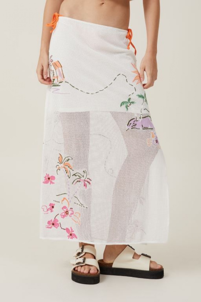 Cotton On Florence Embroidered Midi Women's Skirt Vacay | SE84Hq1lAy2