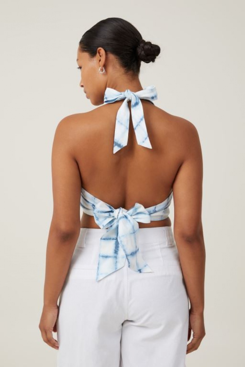 Cotton On Frankie Linen Halter Top Women's Shirts Shibori | O4BPjMTazQI
