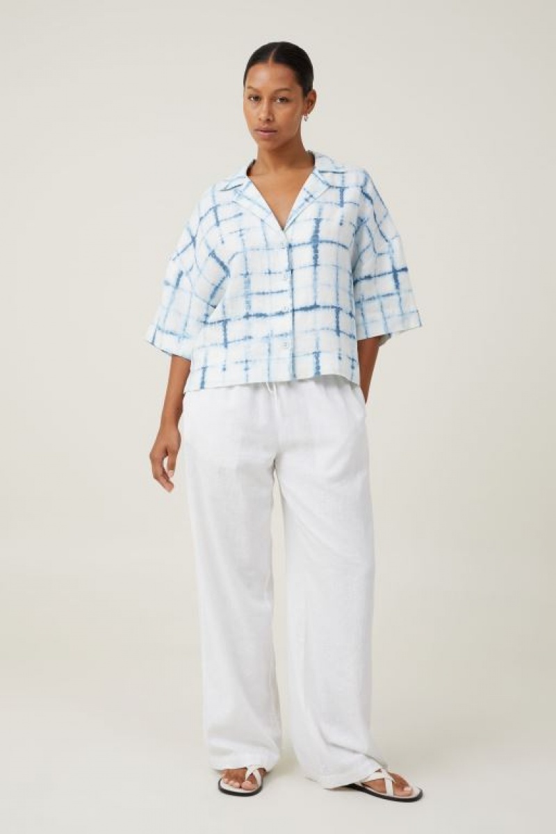 Cotton On Frankie Linen Short Sleeve Women's Shirts Shibori | MY6kylrGC3k
