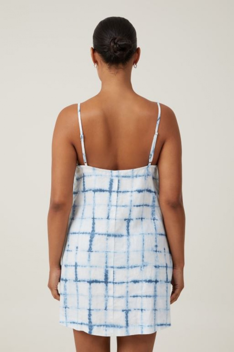 Cotton On Frankie Linen Women's Mini Dress Blue | dAYr8x9RfEz