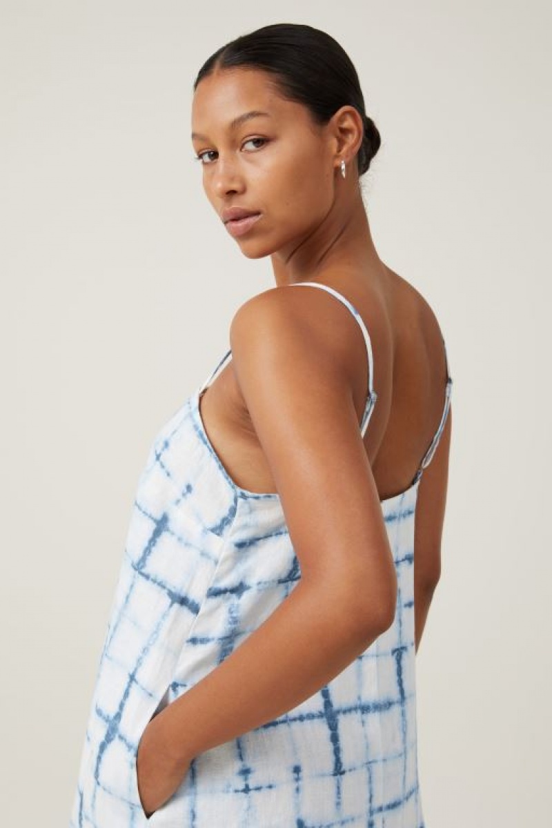 Cotton On Frankie Linen Women's Mini Dress Blue | dAYr8x9RfEz
