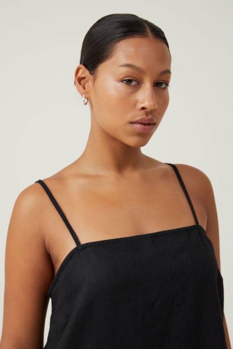 Cotton On Frankie Linen Women's Mini Dress Black | zV84rWRTnex