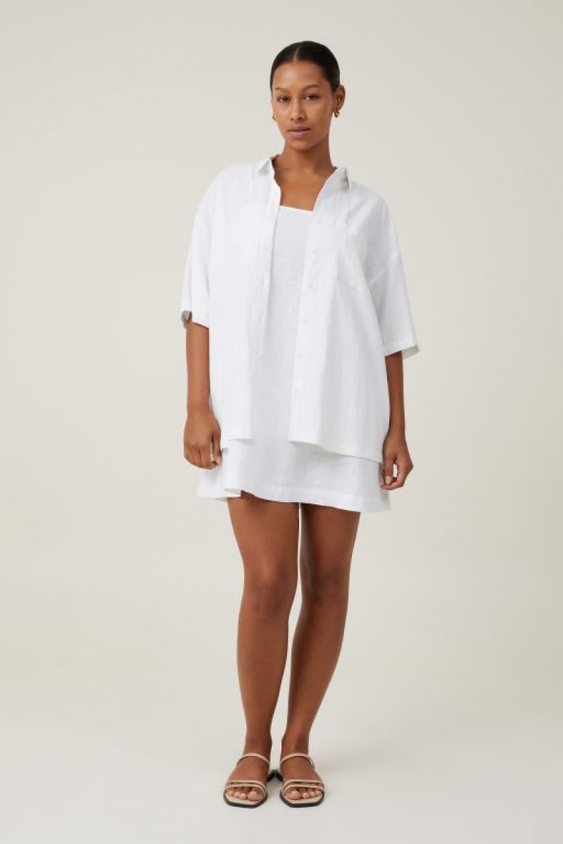 Cotton On Frankie Linen Women's Mini Dress White | 1cJqQkRPgtt