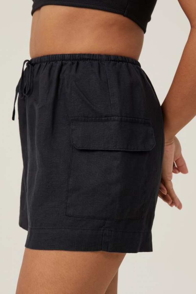 Cotton On Frankie Linen Women's Shorts Black | 7gZ3ylhNw8Z