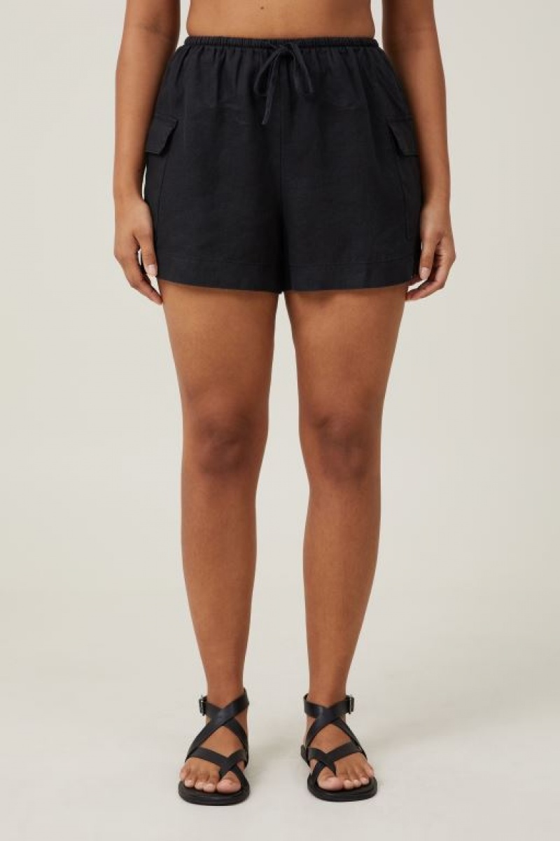 Cotton On Frankie Linen Women's Shorts Black | 7gZ3ylhNw8Z