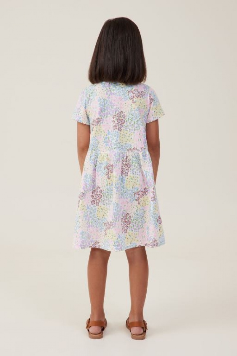 Cotton On Freya Short Sleeve Girls' Dress Light Yellow | xJDkPUNblk2