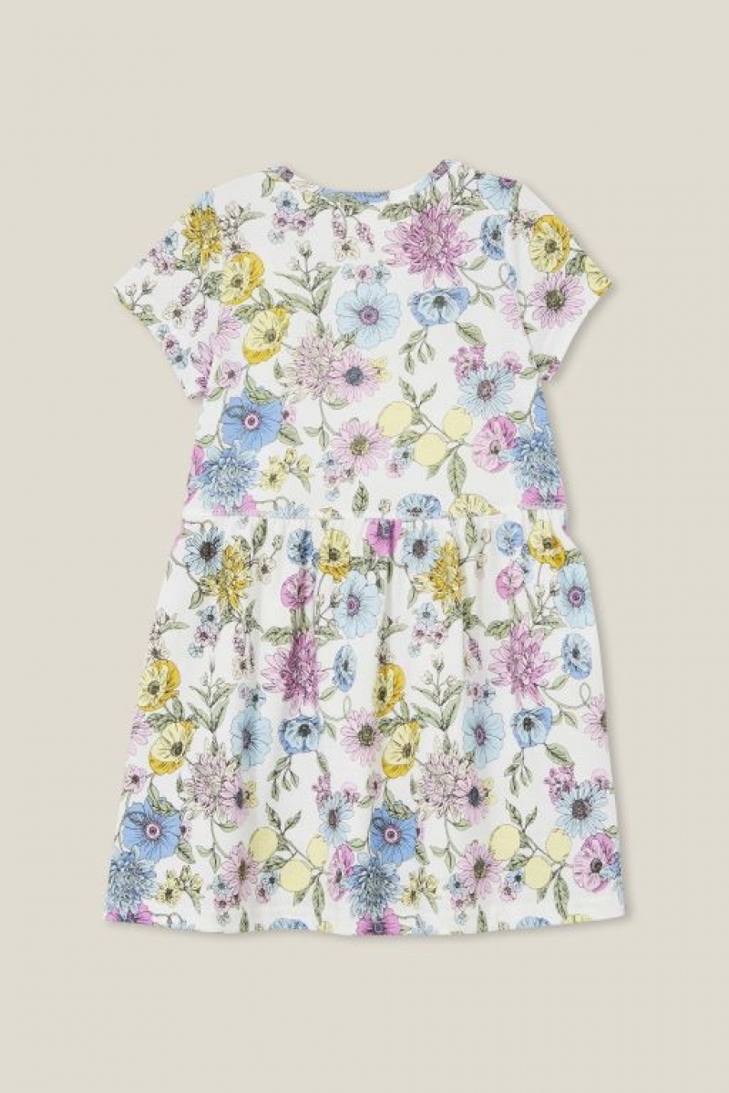 Cotton On Freya Short Sleeve Girls' Dress Light Yellow | UySG5MtoHLY
