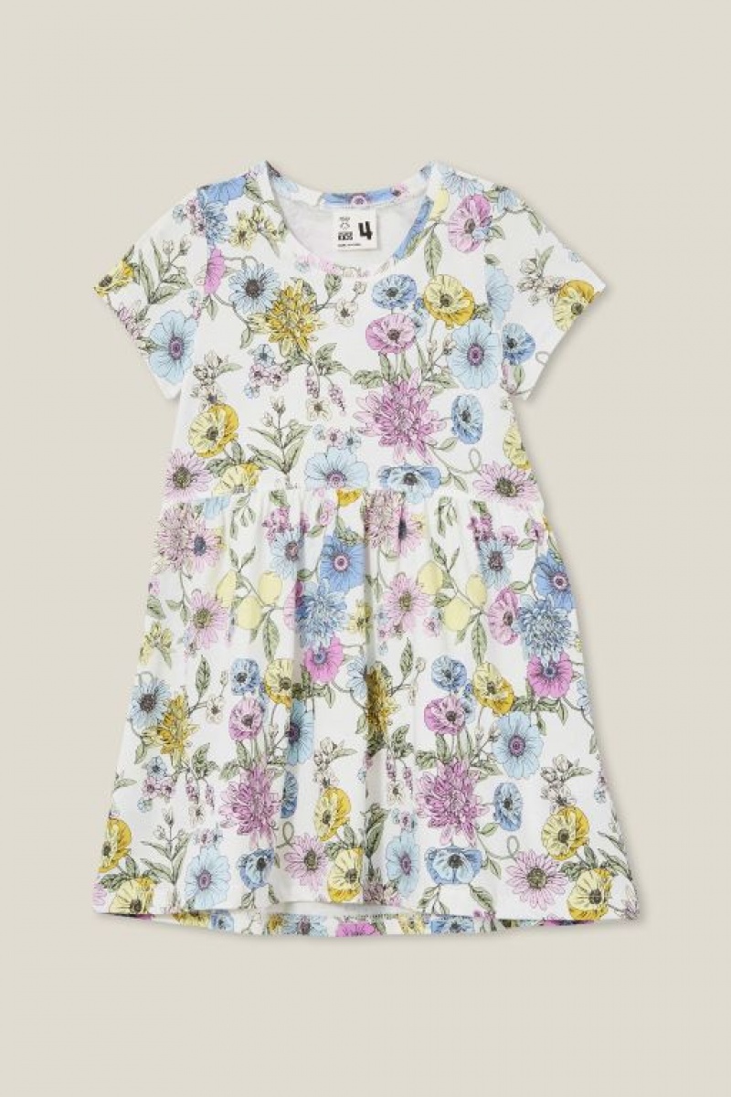 Cotton On Freya Short Sleeve Girls\' Dress Light Yellow | UySG5MtoHLY