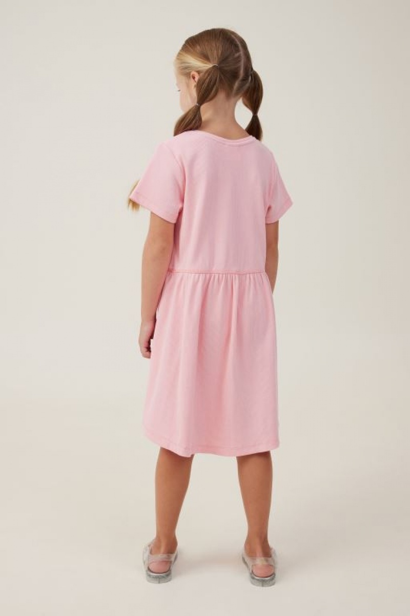 Cotton On Freya Short Sleeve Girls' Dress Coral | KVMhpaMqrgX