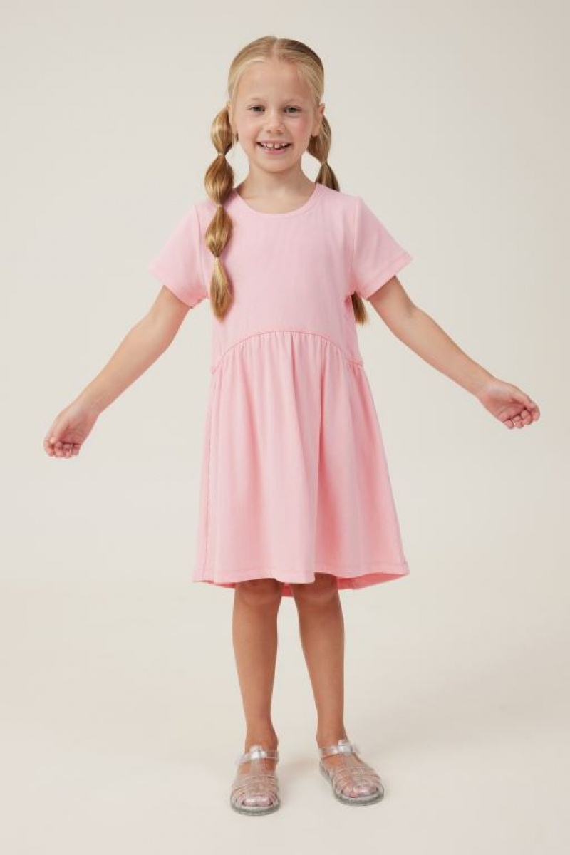 Cotton On Freya Short Sleeve Girls' Dress Coral | KVMhpaMqrgX