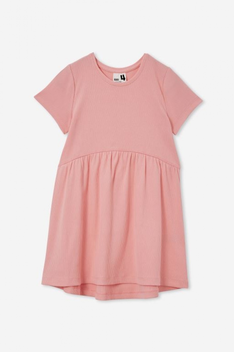 Cotton On Freya Short Sleeve Girls' Dress Coral | KVMhpaMqrgX