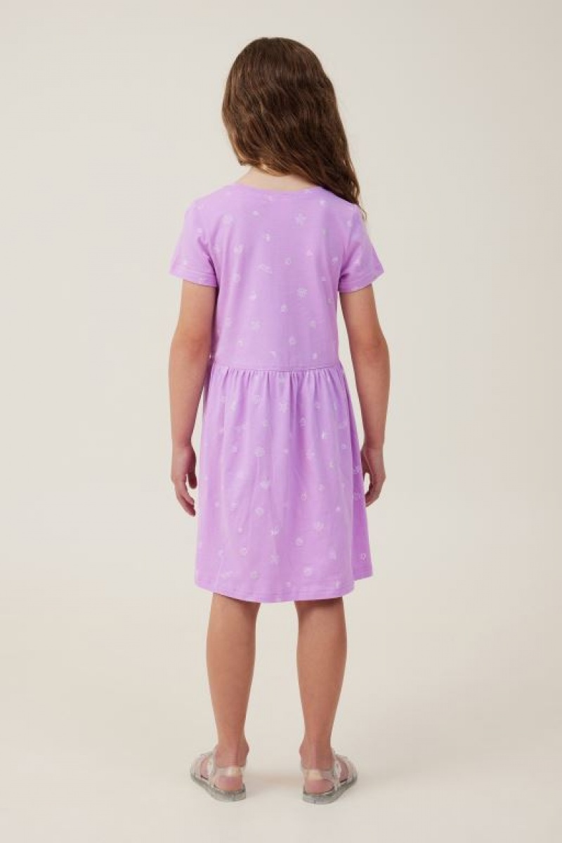 Cotton On Freya Short Sleeve Girls' Dress Lavender | Y0wH6DxGYkL