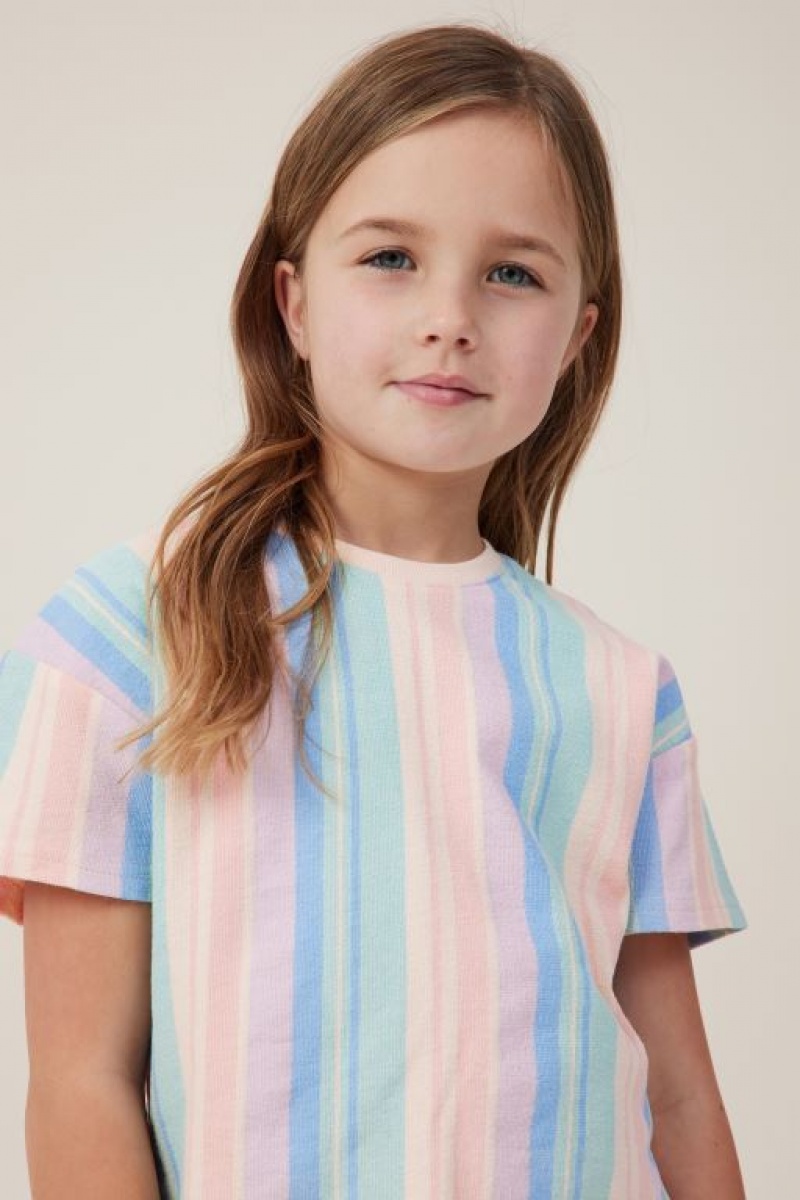 Cotton On Gabrielle Short Sleeve Girls' T Shirts Multicolor Stripes | zyy1LMeiruS