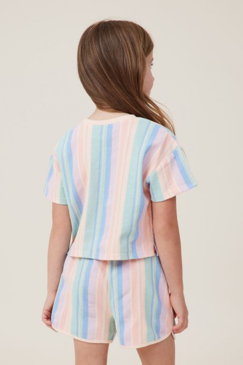 Cotton On Gabrielle Short Sleeve Girls' T Shirts Multicolor Stripes | zyy1LMeiruS