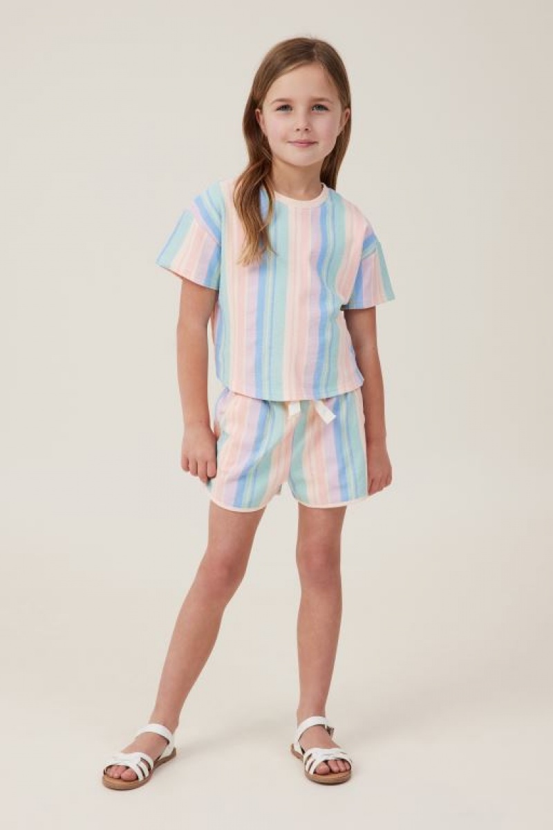 Cotton On Gabrielle Short Sleeve Girls' T Shirts Multicolor Stripes | zyy1LMeiruS