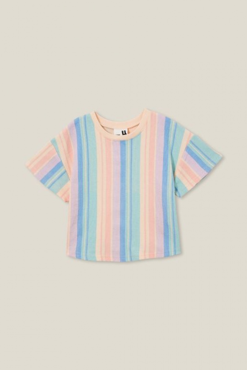Cotton On Gabrielle Short Sleeve Girls' T Shirts Multicolor Stripes | zyy1LMeiruS