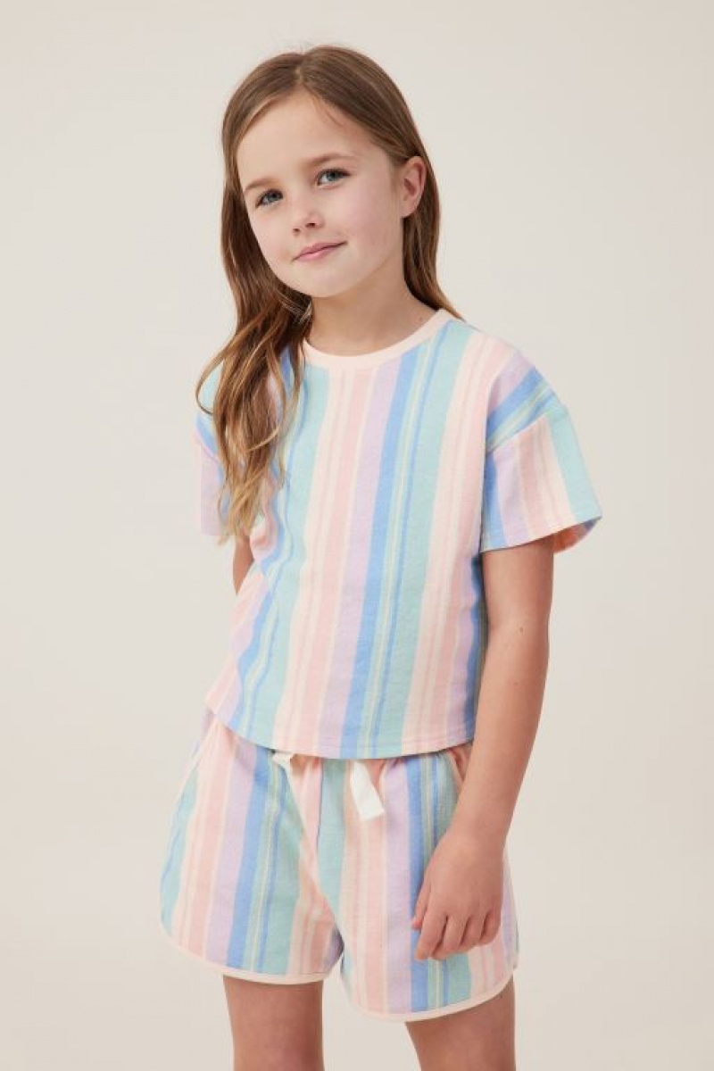 Cotton On Gabrielle Short Sleeve Girls\' T Shirts Multicolor Stripes | zyy1LMeiruS