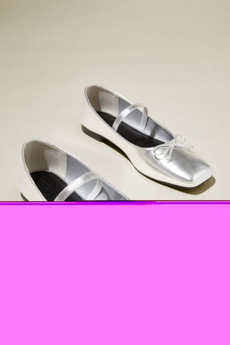 Cotton On Gia Square Ballet Women's Loafers Silver Metal | cuup4F0ipXT