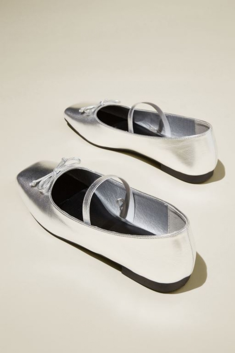 Cotton On Gia Square Ballet Women's Loafers Silver Metal | cuup4F0ipXT