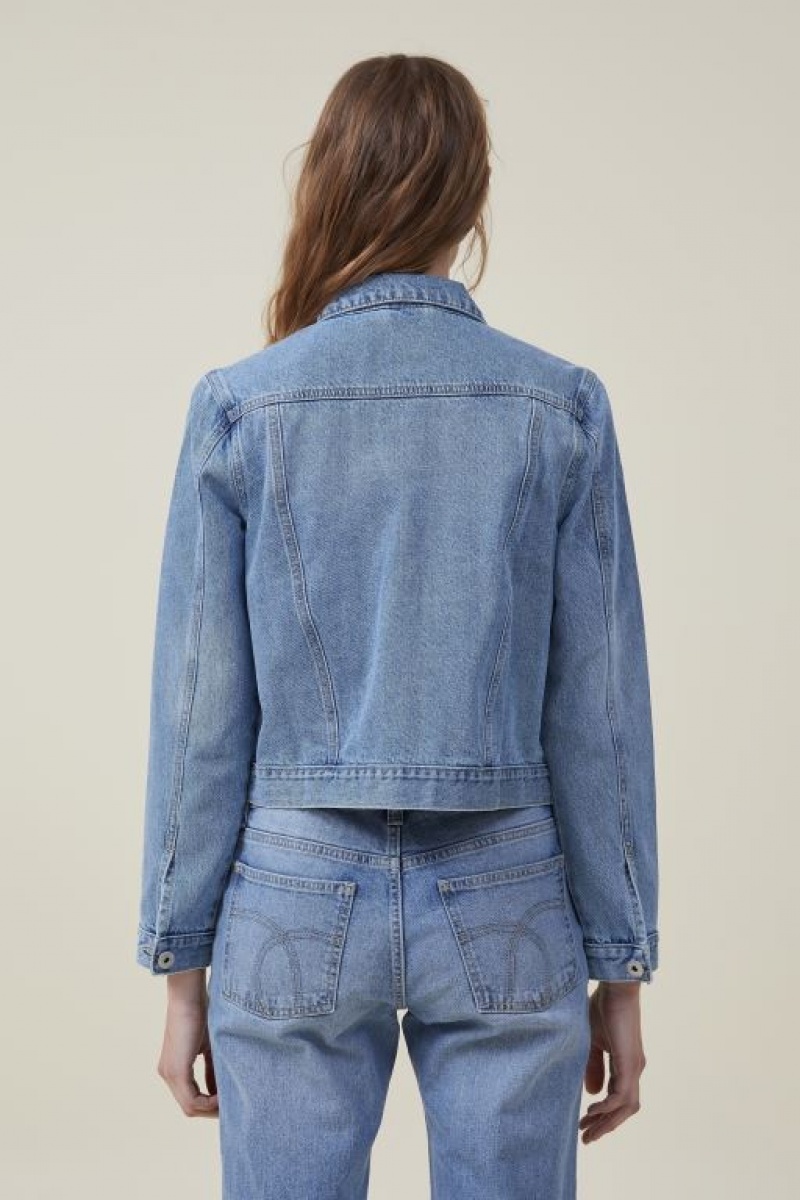 Cotton On Girlfriend Denim Women's Jackets Blue | LlvKbaTwqvh