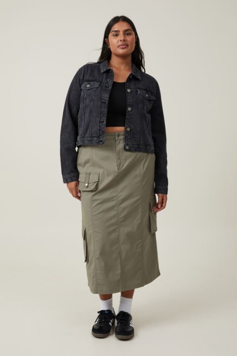 Cotton On Girlfriend Denim Women's Jackets Deep Grey Black | 98ONnT0Znsj
