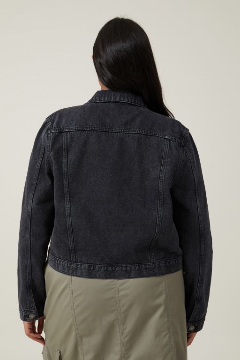 Cotton On Girlfriend Denim Women's Jackets Deep Grey Black | 98ONnT0Znsj