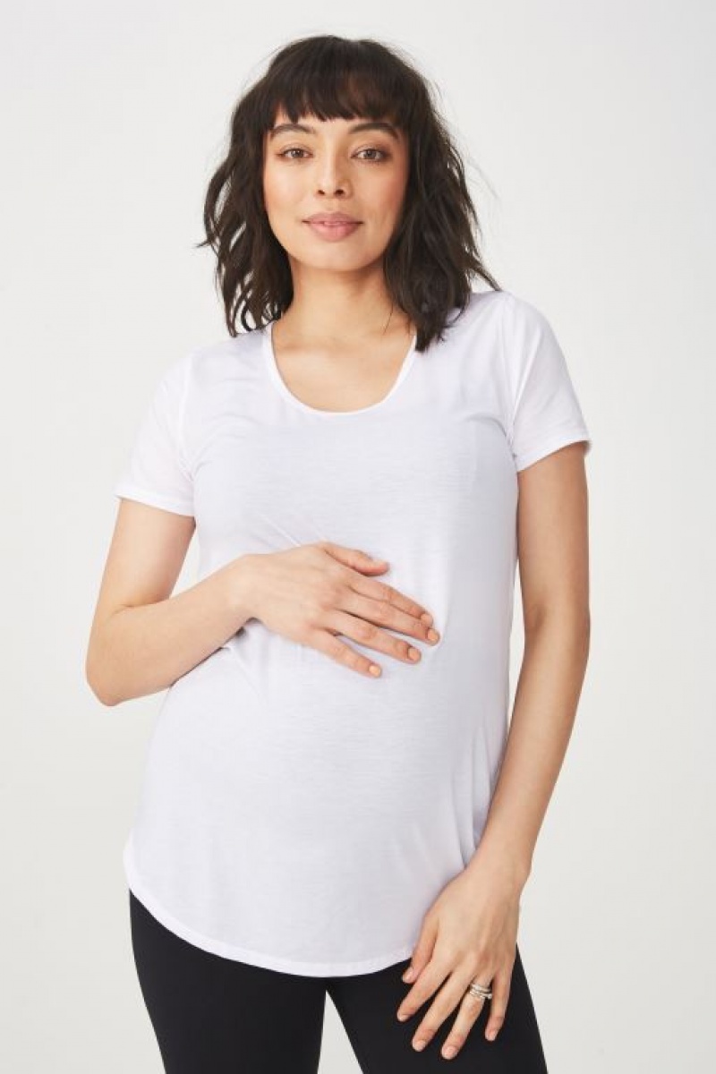 Cotton On Gym T Shirt Women's Maternity Wear White | 6epQWAlbJP1