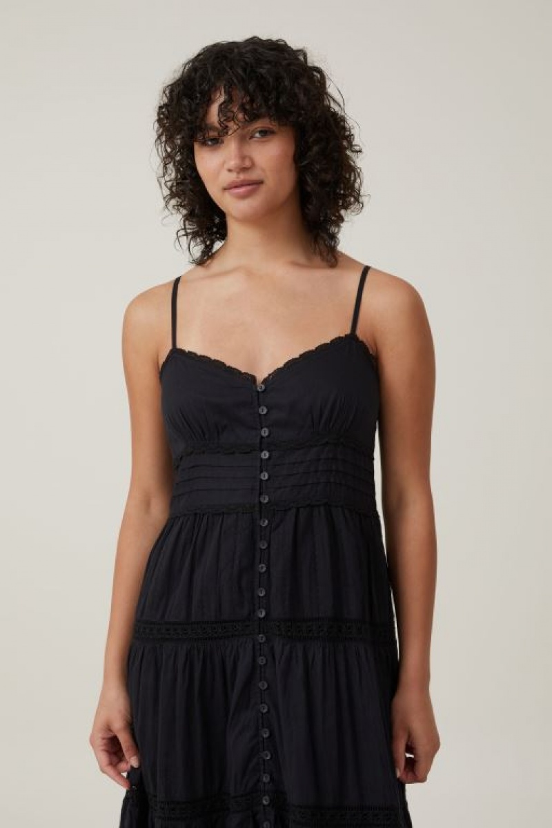 Cotton On Hallie Tiered Women's Maxi Dress Black | XYmZcg0IHnP