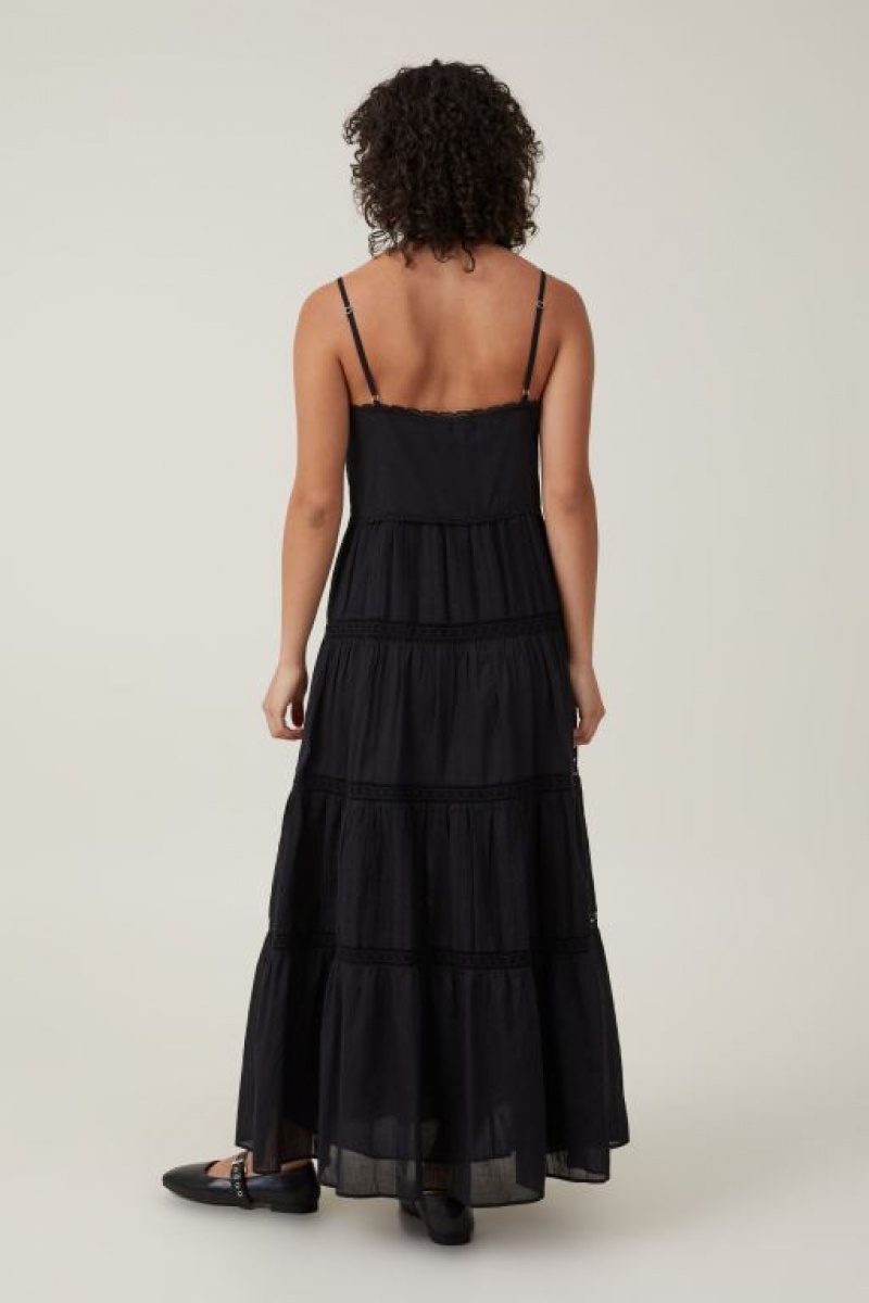 Cotton On Hallie Tiered Women's Maxi Dress Black | XYmZcg0IHnP