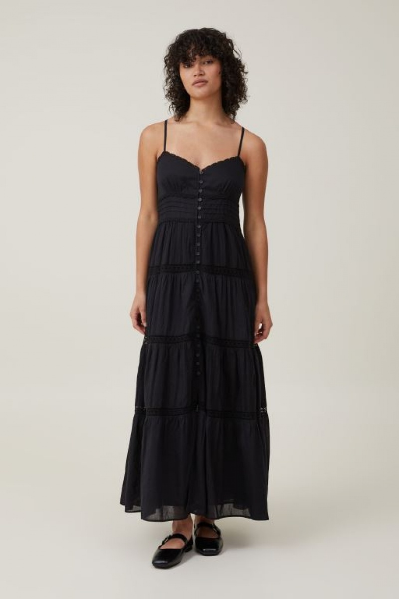 Cotton On Hallie Tiered Women\'s Maxi Dress Black | XYmZcg0IHnP