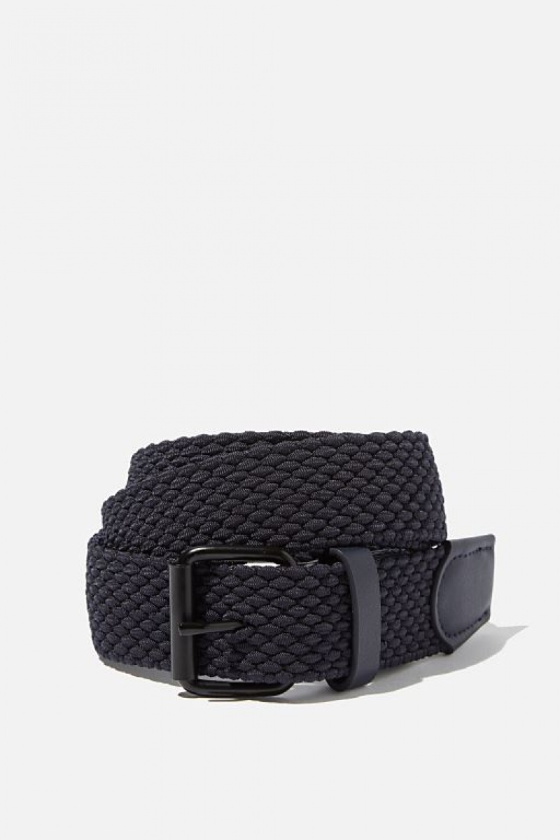 Cotton On Hampton Plait Men\'s Belts Navy Black | 9H4A1HeW0l3