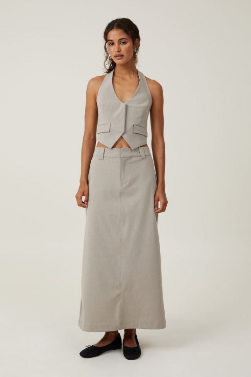 Cotton On Harper Suiting Halter Vest Women\'s Shirts Grey Brown | rcsve5ExvjP