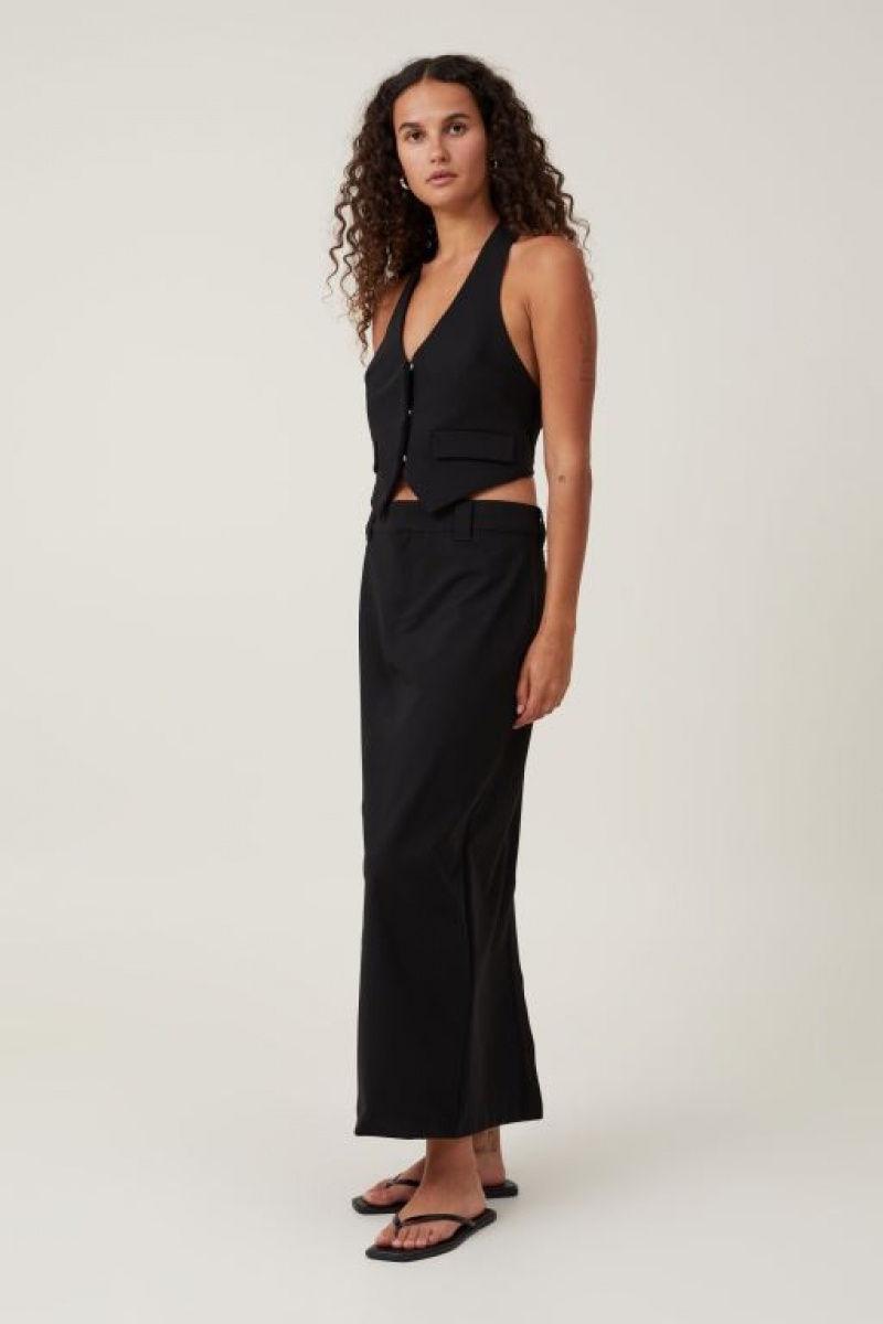 Cotton On Harper Suiting Halter Vest Women's Shirts Black | RcWFDvA53j0