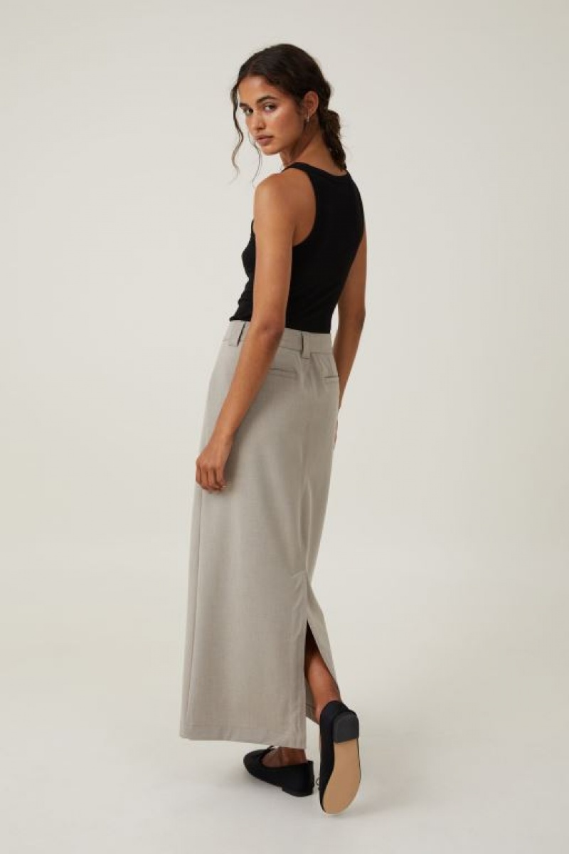 Cotton On Harper Suiting Maxi Women's Skirt Grey Brown | B7B555mMOCQ