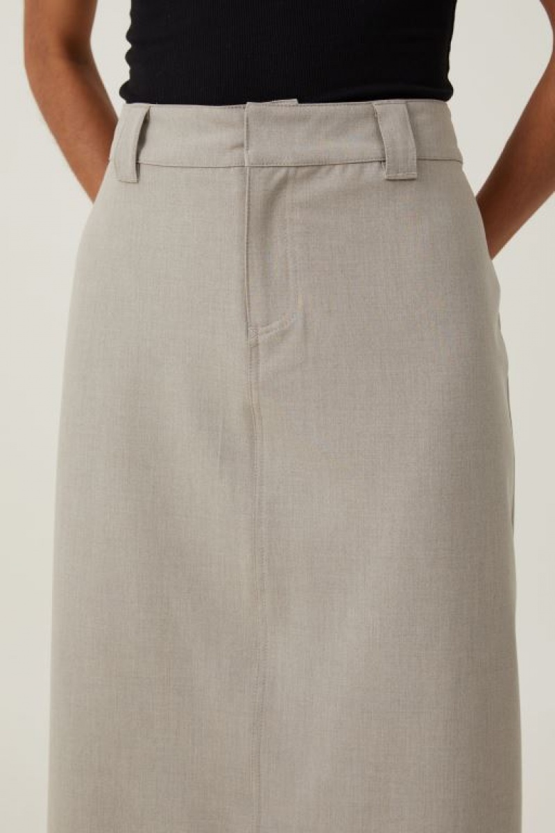 Cotton On Harper Suiting Maxi Women's Skirt Grey Brown | B7B555mMOCQ