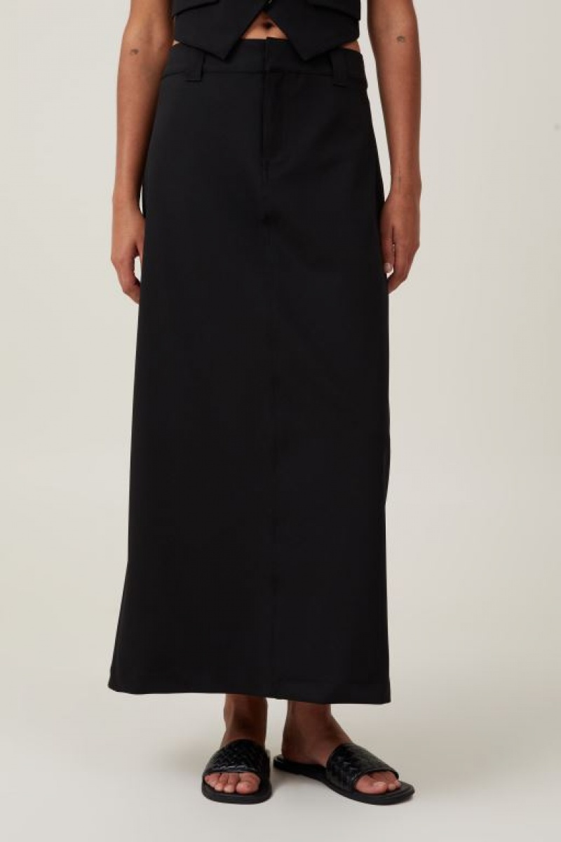 Cotton On Harper Suiting Maxi Women's Skirt Black | O5pwPq9bZ7q