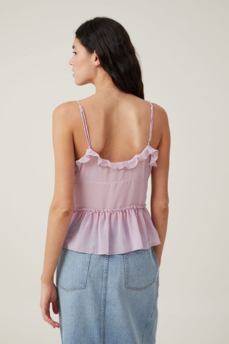 Cotton On Harper Tie Up Cami Women's Shirts Lavender Blue | PF4kC15bxTO