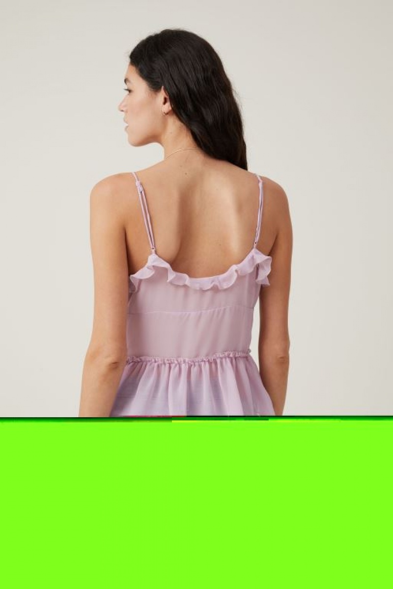 Cotton On Harper Tie Up Women's Cami Lavender Blue | UfO3TsM8omN
