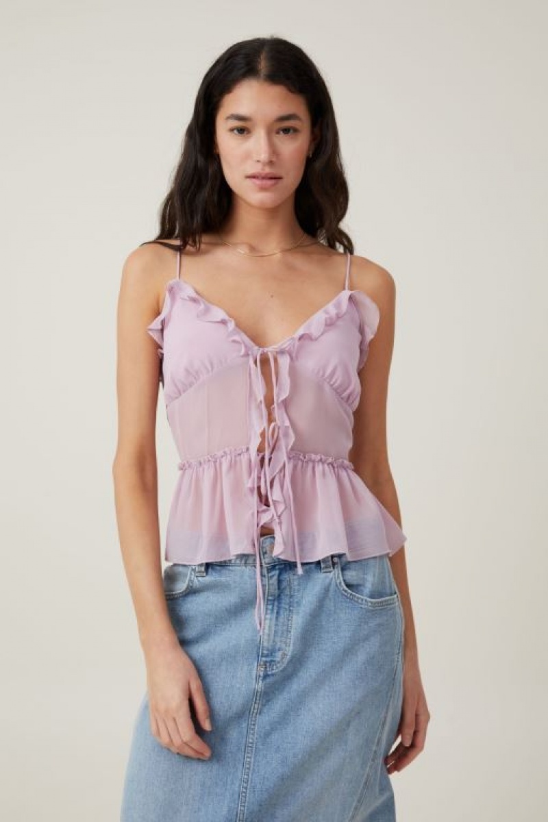 Cotton On Harper Tie Up Women\'s Cami Lavender Blue | UfO3TsM8omN