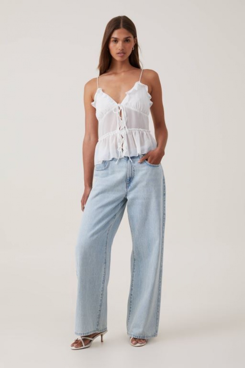 Cotton On Harper Tie Up Women's Cami White | ZaPwXlBsjQL