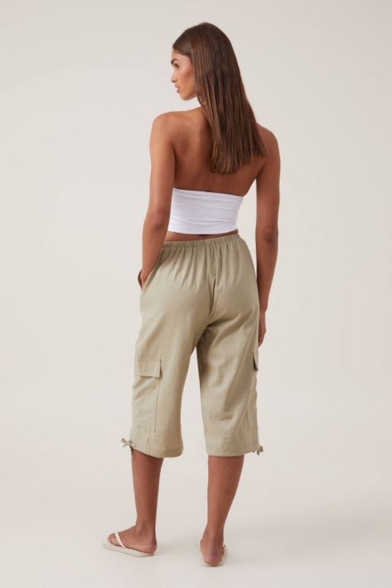 Cotton On Haven Capri Women's Pants Olive | 3g3tb6Iv3e1