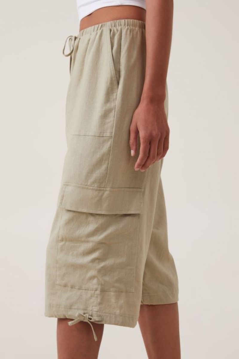 Cotton On Haven Capri Women's Pants Olive | 3g3tb6Iv3e1